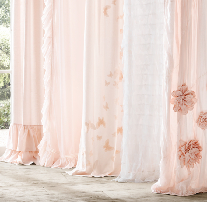 Restoration Hardware store Baby and Child Pink Velvet Curtains 4 Panels