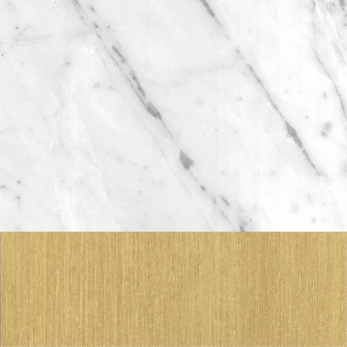 Polished Italian Carrara Marble/ Burnished Brass 