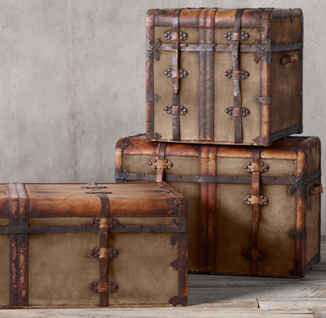 19th C. French Steamer Trunk Coffee Table