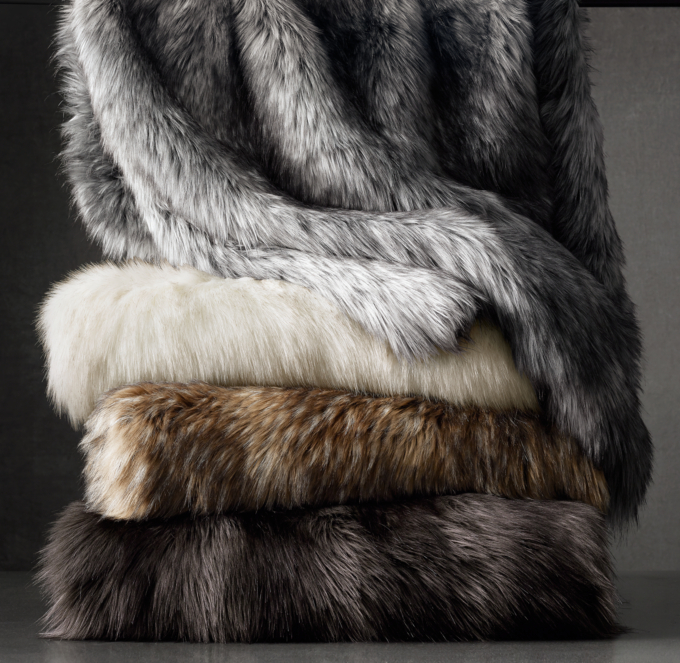 Exotic Faux Fur Throw - Arctic White Mink