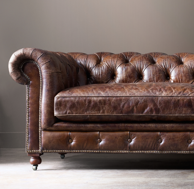 Kensington leather sofa restoration hardware sale