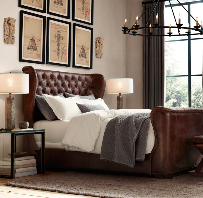 Churchill Leather Bed With Footboard
