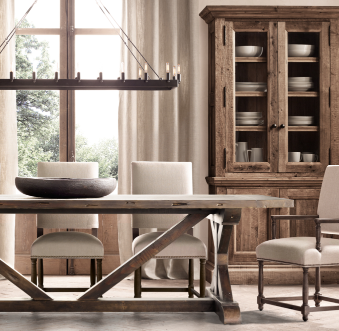 Salvaged Wood XBase Rectangular Extension Dining Table