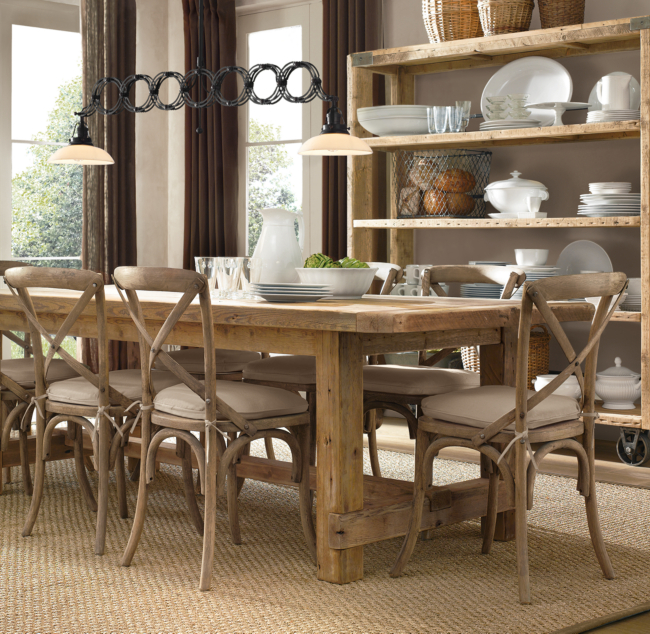 Salvaged Wood Farmhouse Rectangular Extension Dining Table