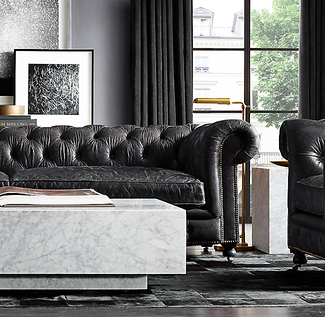 76 Kensington Leather Sofa, Restoration Hardware Chesterfield Sofa Review