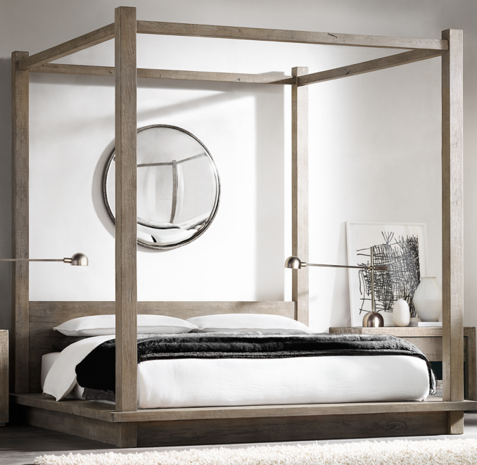 Reclaimed Russian Oak Canopy Bed