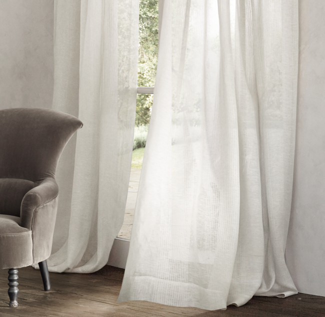 Pinstripe Sheer Belgian Linen Drapery