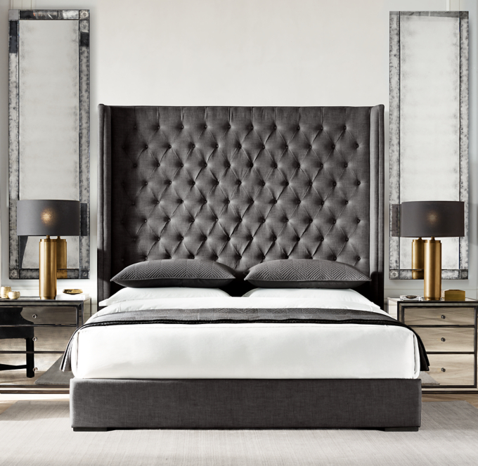 Adler Fabric Diamond Tufted Shelter Bed RH TEEN