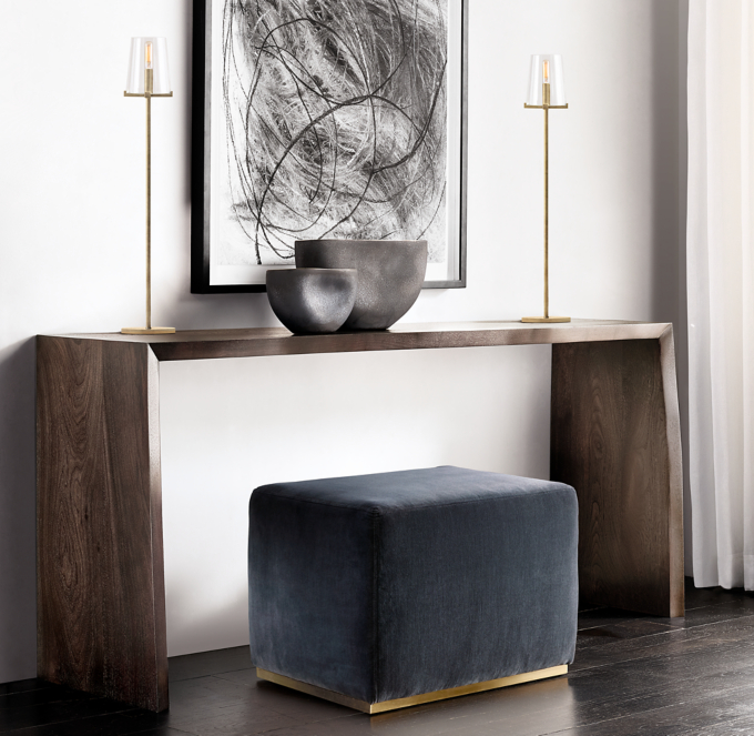 Rex Rectangular Ottoman Metal Base RH