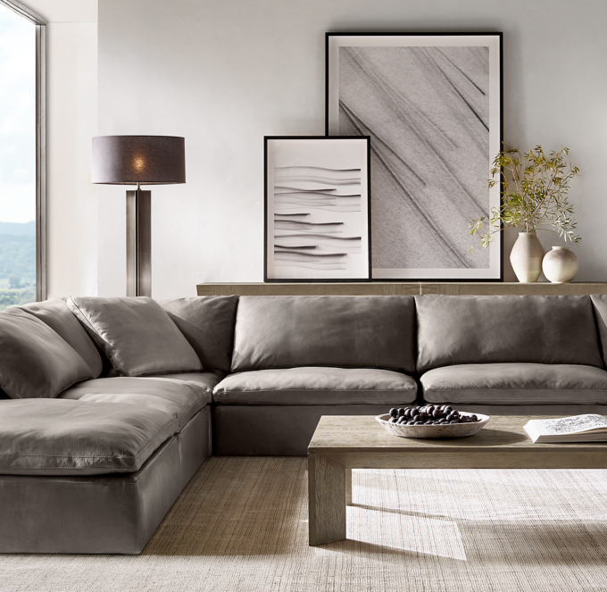 Restoration hardware leather cloud couch discount