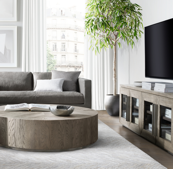 Machinto Glass 4-door Media Console With Drawers | RH
