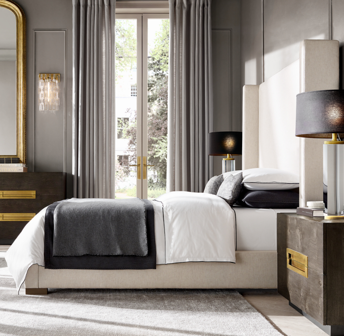 Modena Nontufted Shelter Fabric Platform Bed RH