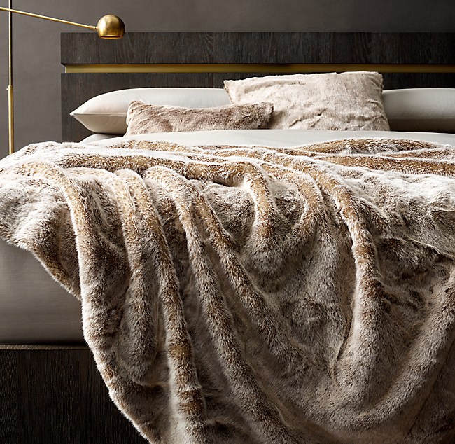 Luxe Faux Fur Oversized Bed Throw, Oversized Blanket For King Size Bed