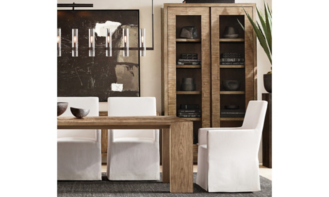 shop Wyeth Bamboo Grey Round Cross Leg Rectangular Dining