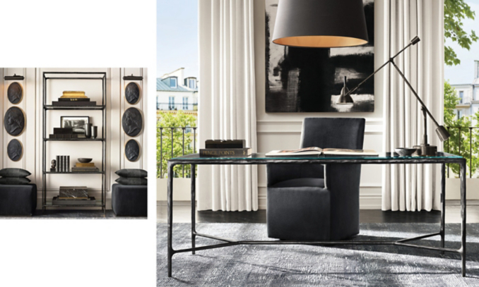 shop Thaddeus Iron Glass Desk & Shelving