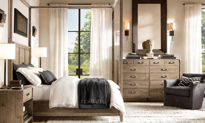 shop Campaign Grey Canopy Bed