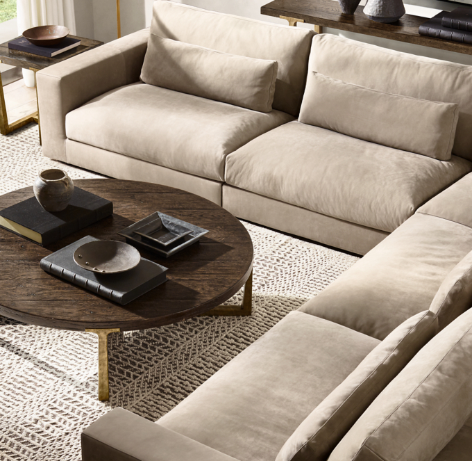 Lugano Leather Modular 3 Piece Sofa RH