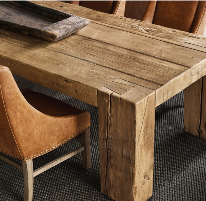Reclaimed English Beam Rectangular Dining Table RH