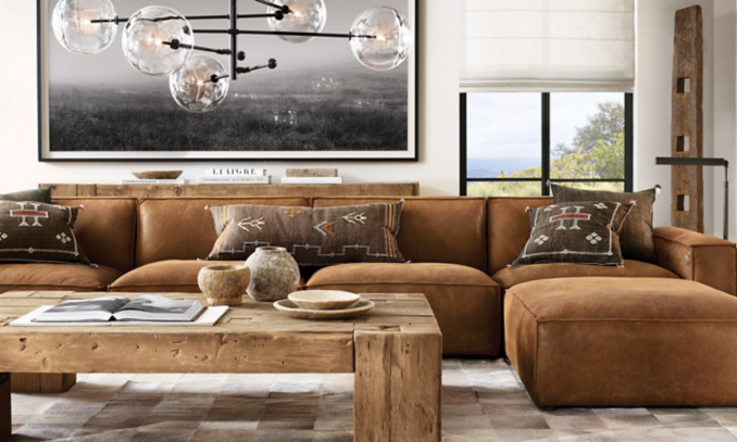 shop Como Leather English Beam Living Room