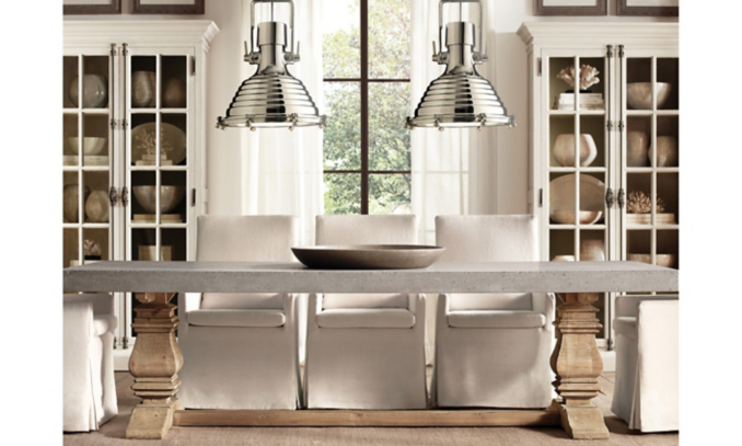 shop Salvaged Wood & Weathered Concrete Trestle Rectangular Dining