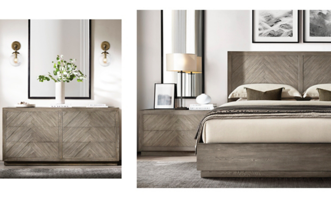 shop Herringbone Grey Oak Bed