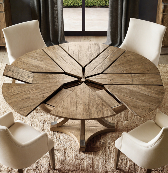 Cayden Campaign Round Jupe Extension Dining Table RH Baby Child