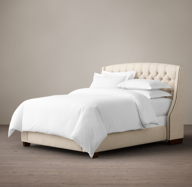 Warner Tufted Fabric Bed With Nailheads