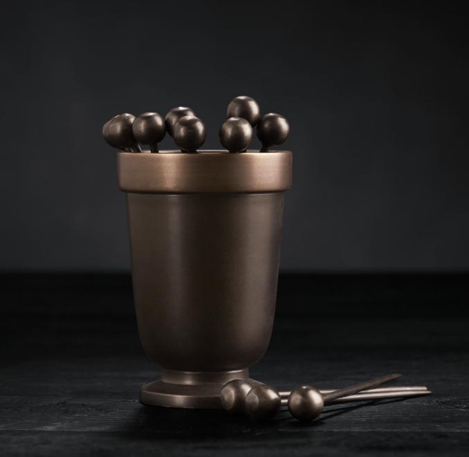 Vintage Hotel Cocktail Picks & Holder