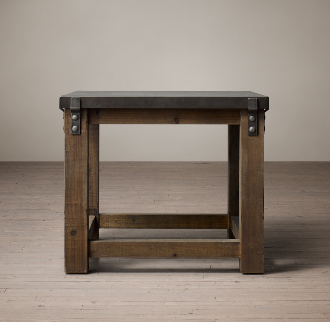Reclaimed Wood Zinc Top Side Table
