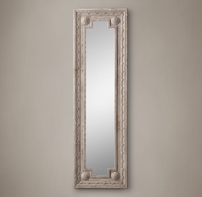Louis XVI Beaded Leaner Mirror Taupe