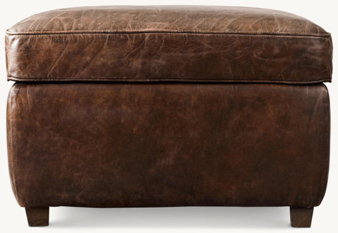 1920s Parisian Leather Club Ottoman