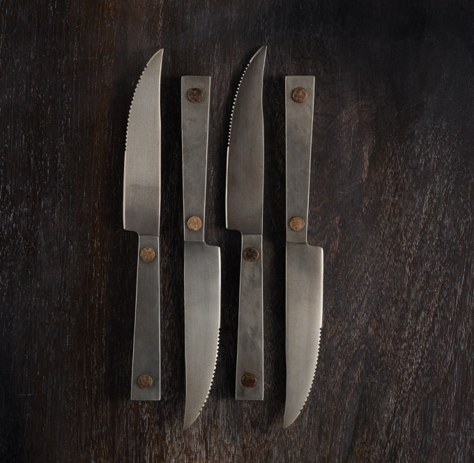Hammered Steel Rivet Steak Knives (Set of 4)