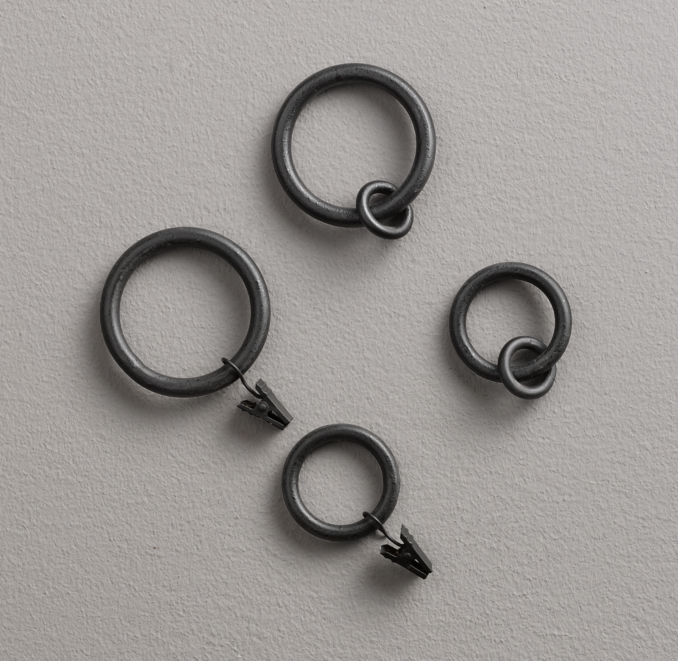 Front view of Cast Iron Drapery Rings (Set Of 7) - Iron 