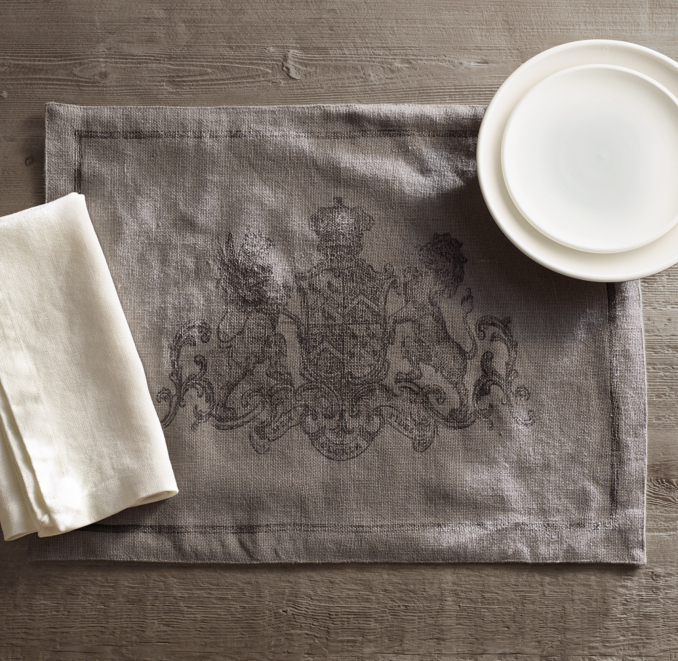 Wentworth Crest Linen Placemats (Set of 4)