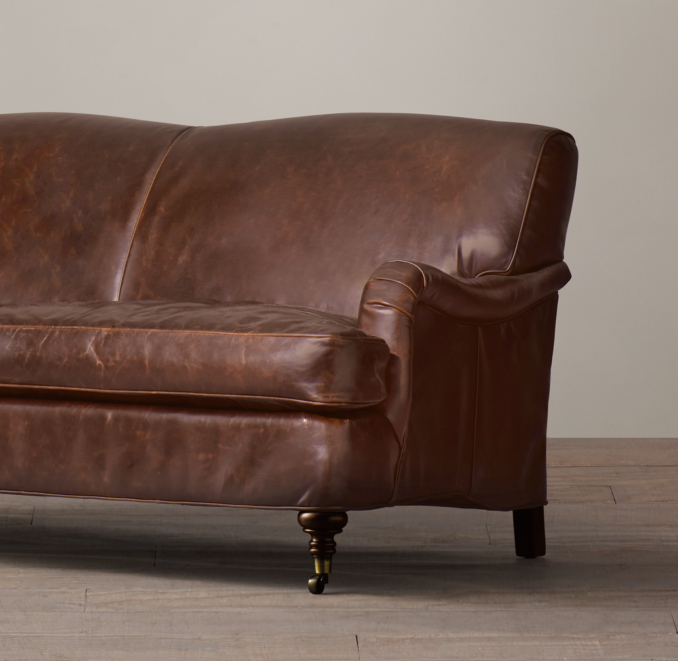 Three Quarter view of 6' Barclay Leather Sofa 