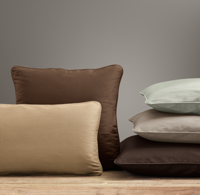 Custom Thai Silk Solid Piped Pillow Cover