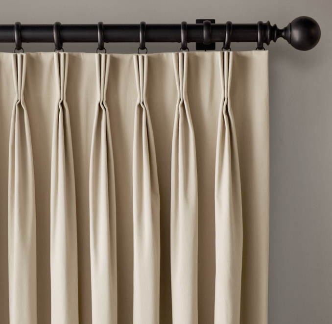Front view of Custom Brushed Cotton Twill 3-Fold French-Pleat Drapery<Br><B><Small><Em>All Colors On Sale</Em></Small></B> 