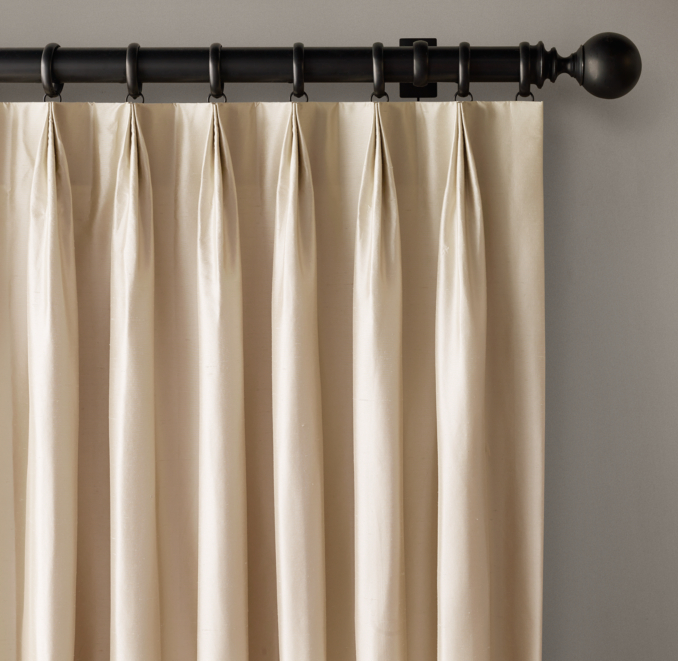 Custom Thai Silk Solid 3-Fold Tailored-Pleat Drapery | RH