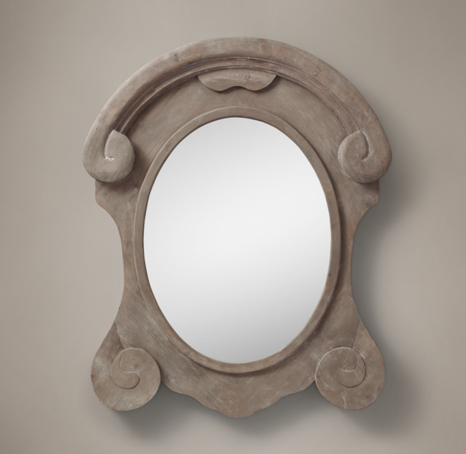 Salvaged Mansard Scroll Mirror