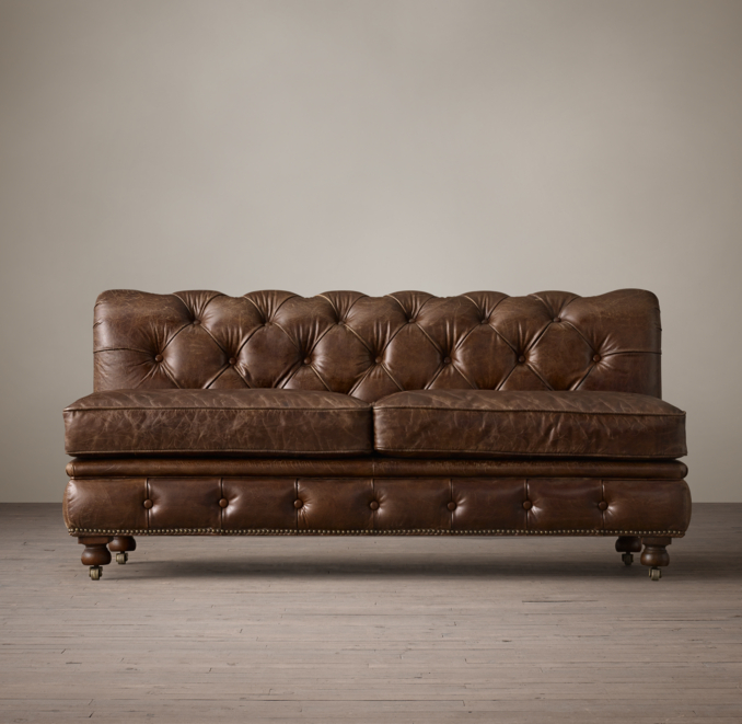 Petite Kensington Leather Armless Sofa