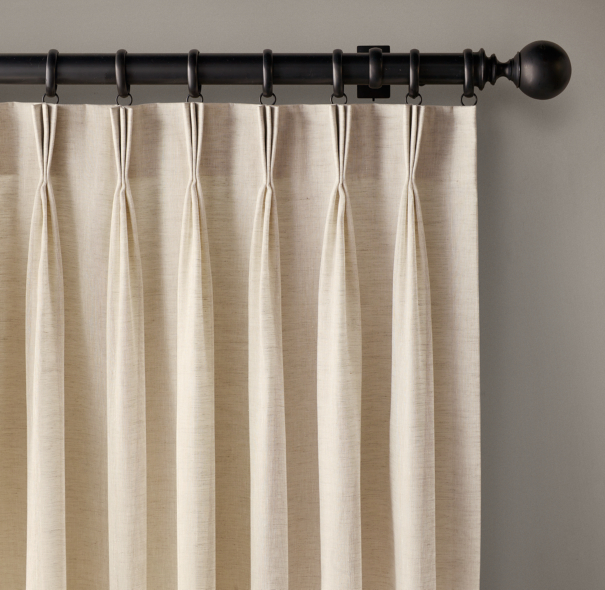 Custom Belgian Sheer Linen 3 Fold French Pleat Draperyselect