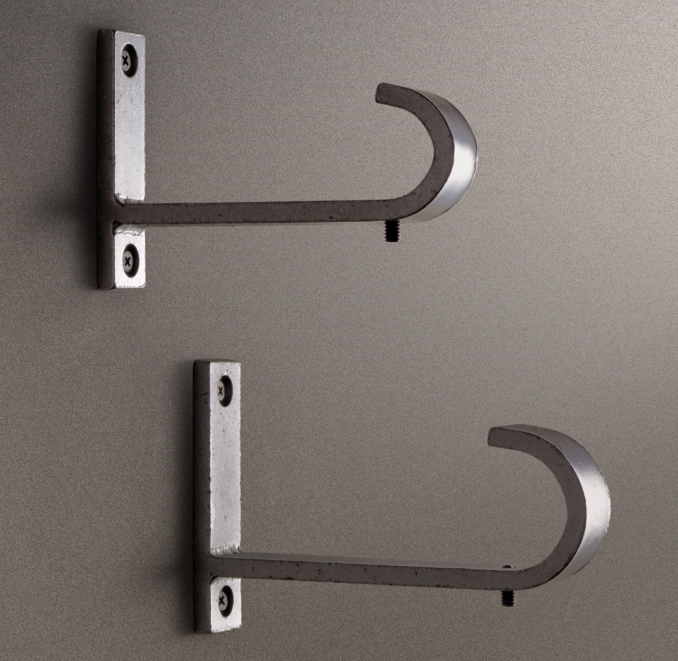 Industrial End Brackets (Set of 2) Vintage Nickel