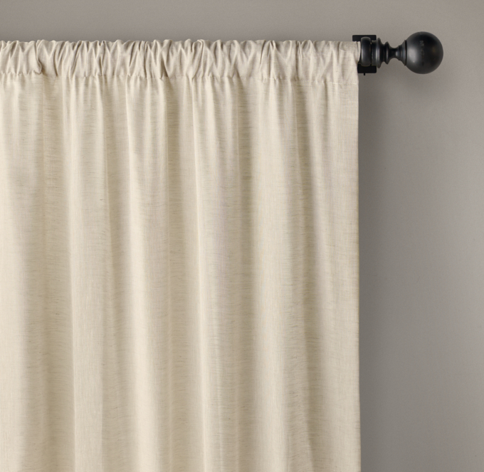 Custom Belgian Sheer Linen Rod-Pocket Drapery