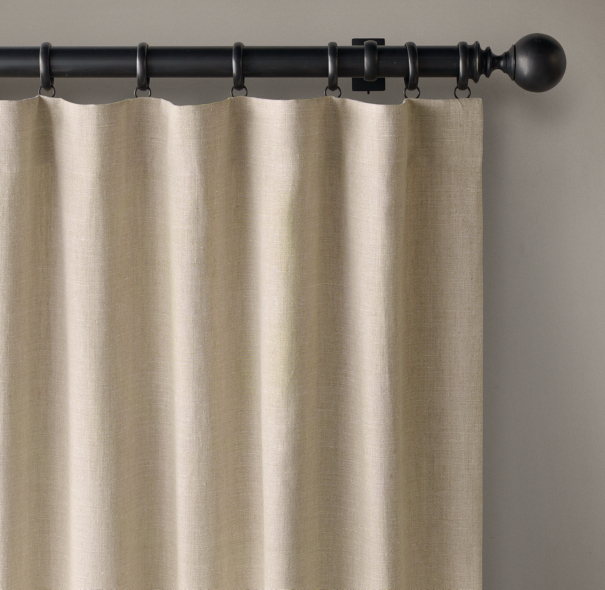Custom Belgian Textured Linen Rod Pocket Drapery Select Colors