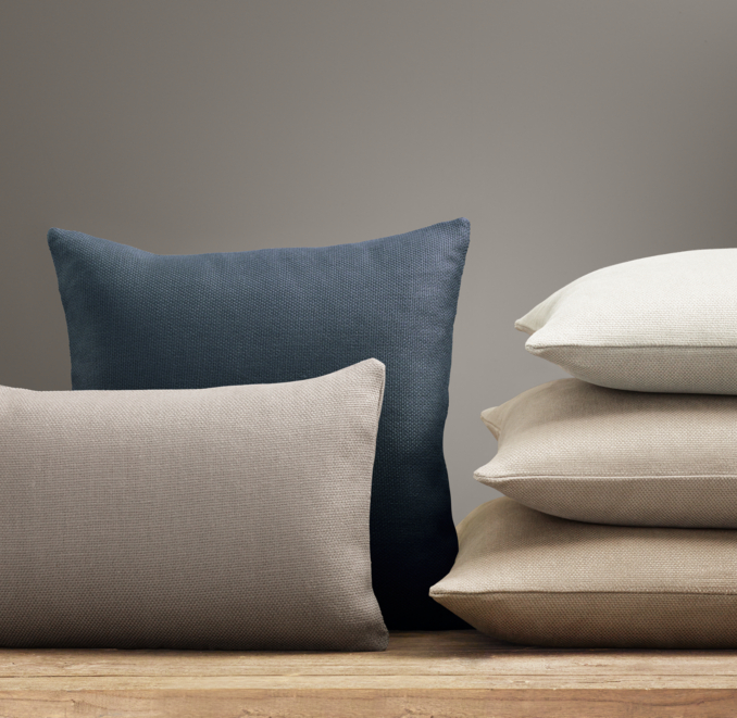 Custom Basket Weave Linen Wrapped Pillow Cover