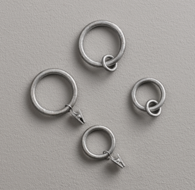 Cast Iron Drapery Rings (Set of 7) Vintage Nickel