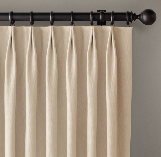 Custom Basket Weave Linen 2-Fold Tailored-Pleat Drapery