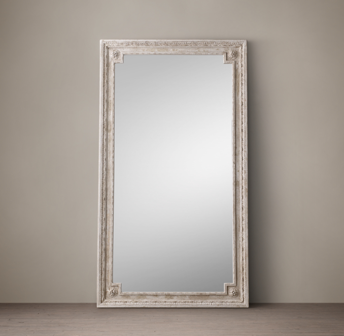 Louis XVI Beaded Leaner Mirror Taupe