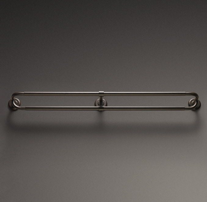 Front view of Cast Iron Double Hotel Rod - Vintage Bronze 