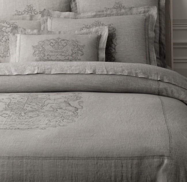 Wentworth Crest Vintage Washed Belgian Linen Duvet Cover